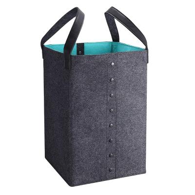 China Oversized Felt Viable Storage Basket Underwear Clothing Toy Storage Home Sundries Handbag with Foldable Handle Leather for sale