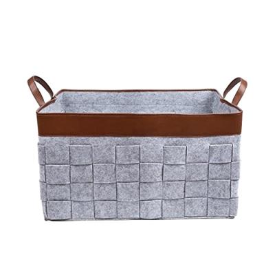 China Large Size Handmade Woven Felt Viable Storage Basket Clothes Kid's Dirty Toy Felt To Receive Bag Collapsible Collapsible for sale