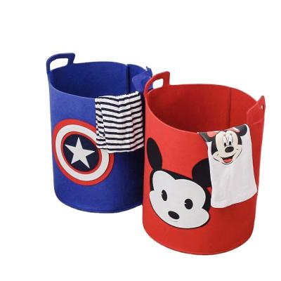 China Viable Folding Kids Toy Storage Bin Fabric Cartoon Toy Storage Box Organizer Animal Felt Nursery Basket For Kids for sale