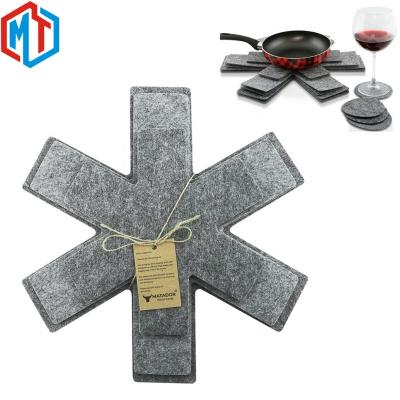 China Sustainable Environmental Friendly Material Felt Pot Pad Mat Heat Resistant Felt Fabric Pan Partition Hot Pad for sale