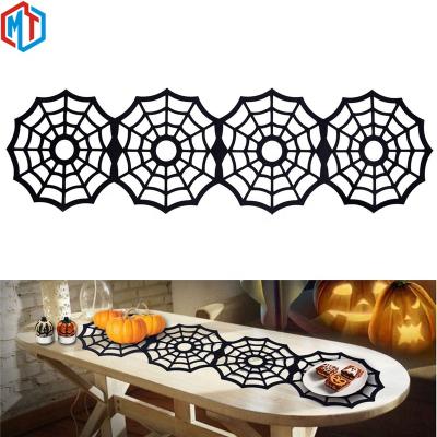 China Halloween Dinner Party Mat Halloween Cobweb Place Mat Environmental Protection Laser Cut Felt Viable Felt Place Mat for sale