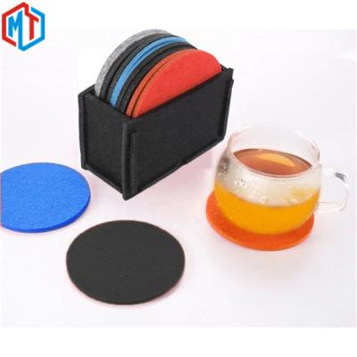 China Durable quality felt suction cup cushion around square heat insulation felt coaster felt coaster rack set of 15 for sale