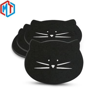 China Felt Sustainable Cup Mat Fashion And Lovely Cat Coaster Absorb Water And Protect Table Top Keep Dry for sale