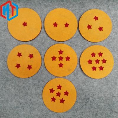 China Durable Dragon Ball Cup Carpet Felt Cartoon Coaster Classic Japanese Animation Round Felt Reusable Coasters for sale