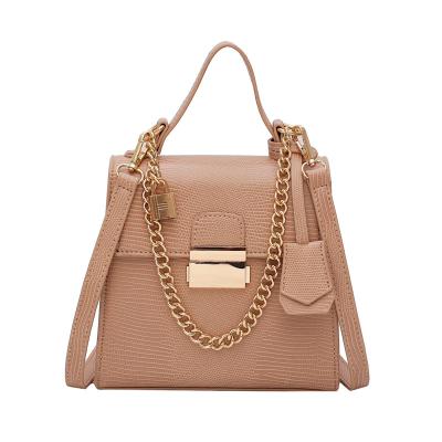 China Solid Color Handbag Cross Retro Pu French Square Small Square Bag - Body Bag With Chain for sale