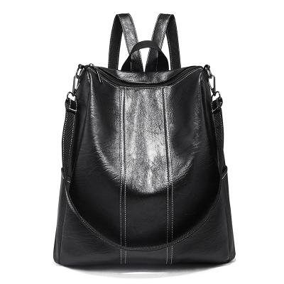 China No Shoulder Backpack Fashion Faux Leather Ladies Casual Anti-theft Korean Casual Handbags Black Backpack Can Custom Women's Backpack for sale