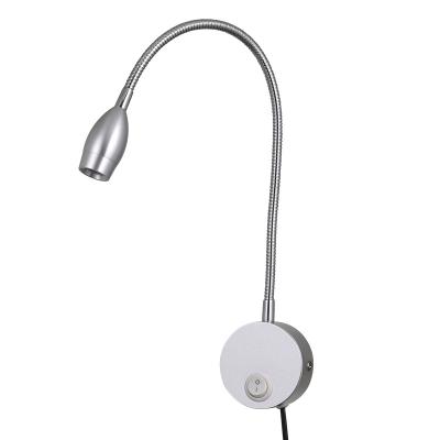 China Modern Simple Led Wall Reading Bed Light Lamp with Cable Plug for Bedroom Bedside Flexible Gooseneck Book Reading Light Night Light for sale