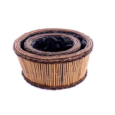 China Europe CLASSIC Hot Selling Thatched Rattan Basket Flower Pots High Quality Wooden Pots for sale