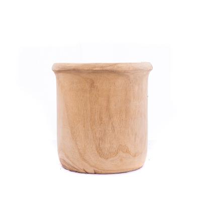 China Creative Wooden Garden Art Decorative Flower Pots Plant CLASSIC Natural Outdoor Pot for sale