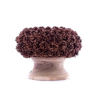 China CLASSIC Handmade Patio Home Decoration Flower Cone Pine Plant Pot BSCI Wood Pot for sale