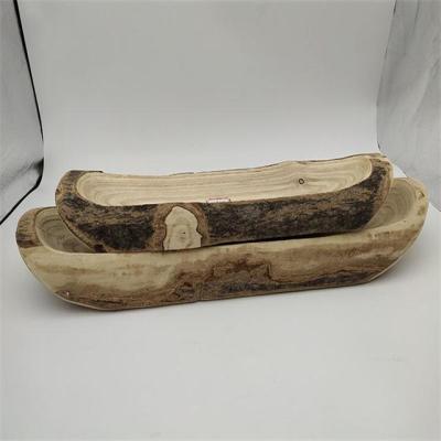 China Amazon Flower Wood Modern Long Tray With Bark Wood Plant Pot Container for sale