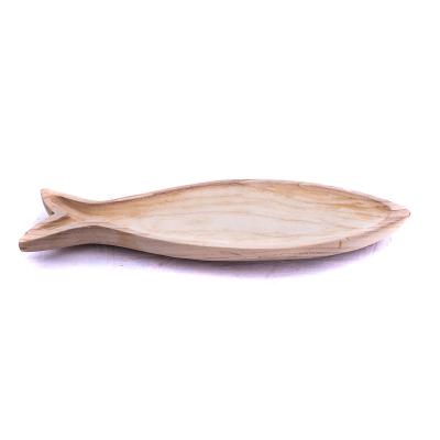 China Sustainable Creative Wood Crafts Fish Shape Wooden Serving Tray Wooden Steak Food Tray for sale