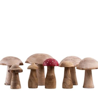 China Europe Factory Hand Carved Wooden Mushroom Blank Wooden Mushroom Crafts Toys For Children DIY for sale