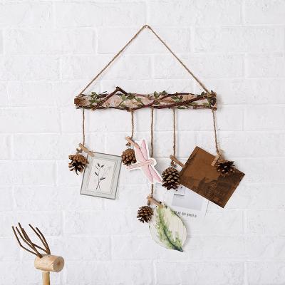 China Europe Style Handmade Wooden Rope Picture Hanging Clamp Wall Hanging Decoration for sale