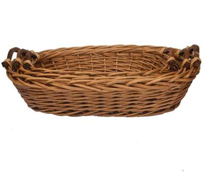 China China Fair Trade Strong Styles Long / Round / Brown Oval Wicker Baskets With Handles Willow Wood Baskets for sale