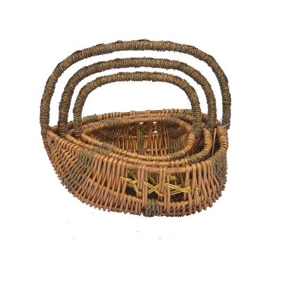 China Picnic basket willow cover willow basket China Fuyang minhua factory with handle for sale