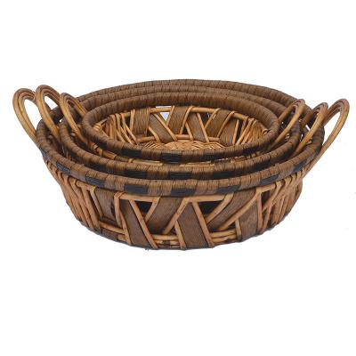 China China Eco - Friendly Natural Handmade Willow Wicker Basket For Outdoor Fruit Picnic BBQ for sale