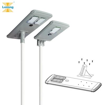 China Dusk Motion Sensor Led Solar Street Light Garden Lamp Remote Control / Dawn Microwave Sensor / New Dimming Timer Aluminum All In One Led Solar Lights for sale