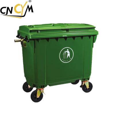 China Viable Many Types 660L Plastic Movable Garbage With Wheels And Cover Garbage Bin Container Price for sale