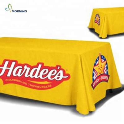 China 6ft 8ft trade show table cover waterproof throw fitted custom printed standard tablecloth table cover for sale