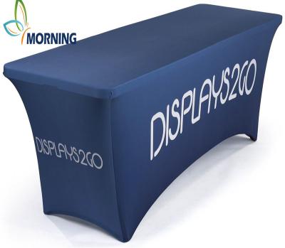 China Waterproof Custom Printed Fitted Rectangular Stretch Spandex Table Cover With Logo for sale