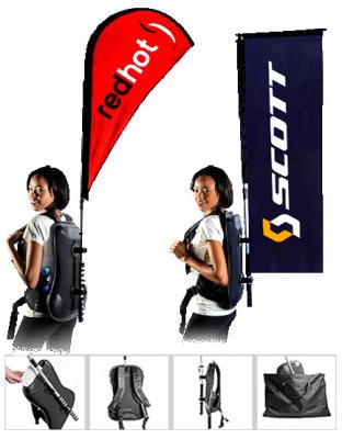 China Cheap Advertising FLYING Outdoor Walking Led Lighted Racing Bike Backpack Flags With Custom Logo for sale