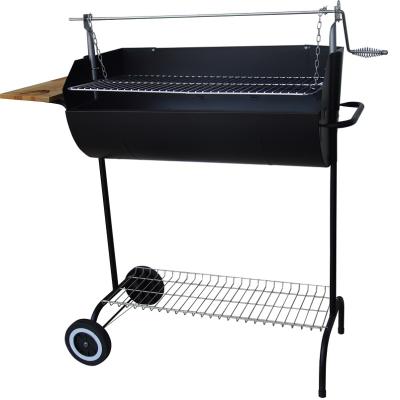 China Easily Assembled Outdoor Oil Can Barbecue Charcoal Barbecue Barrel Shaped Grill With Adjustable Cooking Height for sale