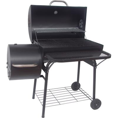 China Easily Assembled Outdoor BBQ Grill Wholesale Charcoal Barrel Grill Machine With Two Wheels With Smoker en venta