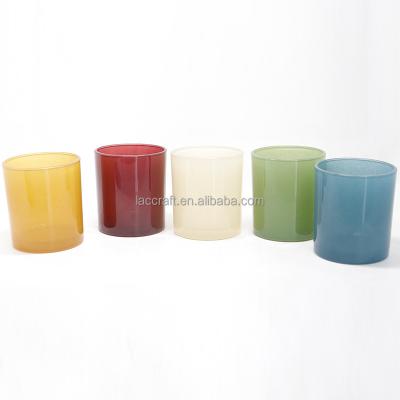 China Home decoration custom sprayed pantone colored empty glass candle jars for making 8 oz wax candle for sale