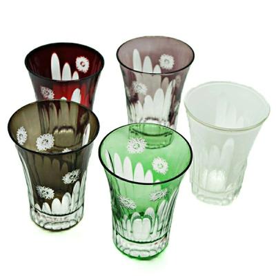 China Japan Style China Suppliers Edo Kiriko Hand Cut Cased Color Drinking Glass Tumbler for sale