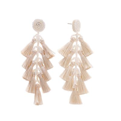 China Fashion Fashion Handmade Beaded Drop Earrings Jewelry Exaggerated Seed Bead Tassel Earrings for Women Ladies Girls for sale