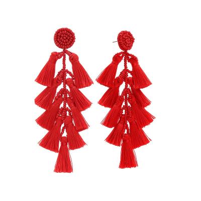 China Fashion 3 Tier Layered Bohemian Colorful Tassel Earrings Fashion Jewelry Earrings for Women Teen Girls Valentine Birthday Party Gift for sale