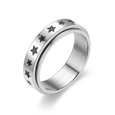 China CLASSIC New Vintage Stainless Steel Spinner Flower Star Moon Rings Luxury Band Finger Rings for Women Men for sale