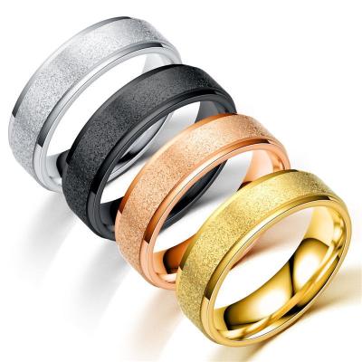 China CLASSIC Fashion Gold Color Groove Beveled Edge Tungsten Wedding Punk Gear Wheel Stainless Steel Ring For Women Men for sale