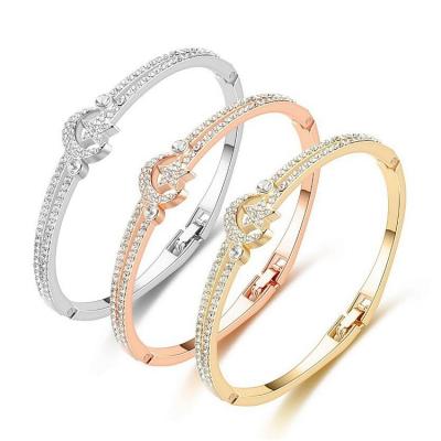 China Fashion Fashion Jewelry Sparkling Zircon Alloy Women Rose Gold Silver Bracelets Moon Diamonds Bangle Bracelets for sale