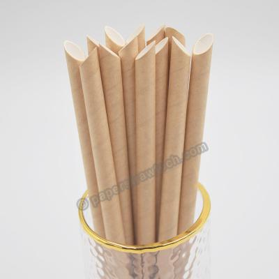 China Disposable Kraft Biodegradable Colossal Pointed Straw , Bubble Boba Tea Straws for sale