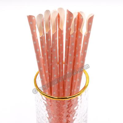 China Non-Toxic Durable Spoon Paper Straws 8 Inch Detachable Drinking Straws Stirring Teaspoon For Smoothies Milkshake Frozen Drinks for sale