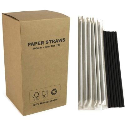 China Viable Individually Wrapped Paper Straws Refine Black Volume For Halloween Graduation Party, Beverage Soda Cafe Cafe Cocktail Restaurant for sale