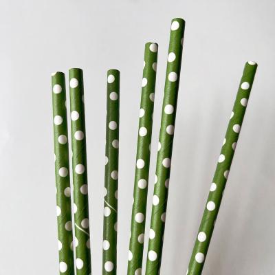 China Disposable Biodegradable Wrapped Paper Straws Plain Colorful Customized Green Dots Spots Drops Bulk Drinking Straw Eco - Friendly Recycled for sale