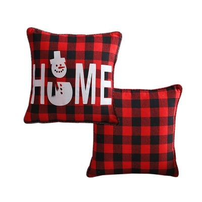 China Christmas Cushion Cover 45*45 Merry Christmas Folded Red Velvet Printed Polyester Decorative Pillows Sofa Home Decoration Pillowcase for sale