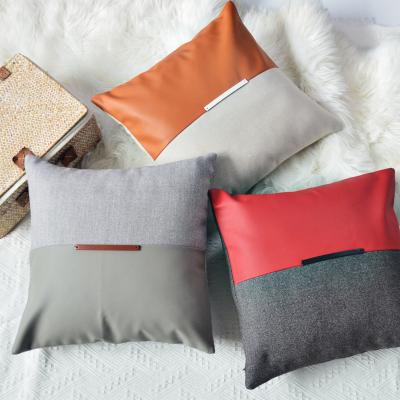 China PU Folded Leather Striped Quilting Cushion Covers Pillowcases Case For Living Room Sofa 45x45cm 30x50cm Pillow Cover for sale