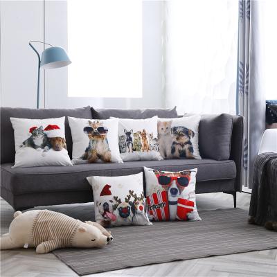 China Digital Folded Printing Floral Cushion Cover Sofa Home Decorative Throw Pillow Cotton Polyester Pillow Case Animal Cushion Cover Flower for sale