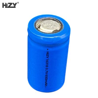 China Plays 16310 cylindrical 3.7V 650mAh battery and the weight is 9.8g for sale