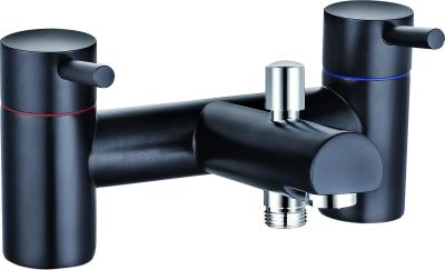 China Double Handle Bath Shower Mixer with Ceramic Valve in Black Finish T8201B for sale