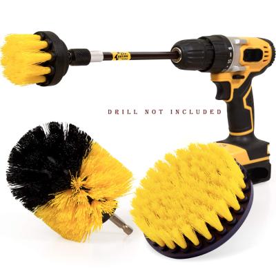 China Durable 4 Piece Drill Brush Scrub Pads With Long Reach Attachment With Long Attachment All Purpose Clean Extend for sale