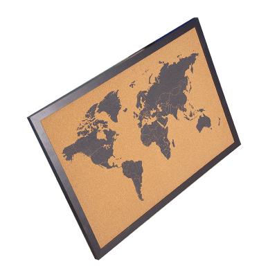 China High Quality Decorative Soft World Map Bulletin Board Custom Printed Cork Board Message Board With Wood Frame for sale