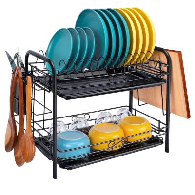 China ACMETOP Durable Dish Drainer 2 Tier Rustproof Dish Drying Rack With Utensil Rack Cutting Board Rack for sale