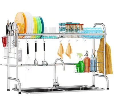 China Sustainable Utensil Rack Stainless Steel Kitchen Over Sink Dish Drying Rack for sale