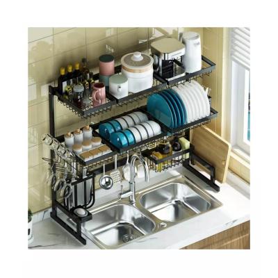 China Durable Adjustable Space Dish Rack Kitchen Storage Stainless Steel Backup Drying Dish Rack for sale