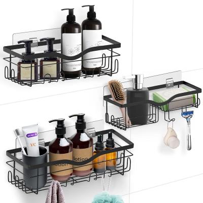 China Wall Mounted Type Bathroom Organizer Shelf Black 2 Tier Soap Storage Shower Caddy for Bathroom, Toilet Kitchen Dorm for sale